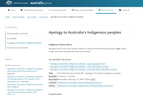 Apology to Australia’s Indigenous peoples