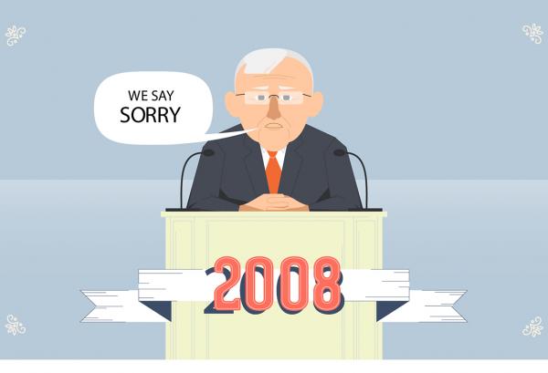 cartoon PM Rudd saying sorry